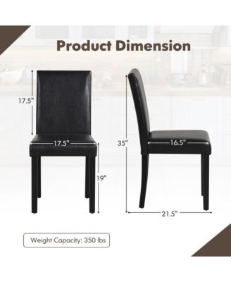 Dining Chair Set of 4 w/ Acacia Wood Frame & Rubber Wood Legs Padded Backrest Brown