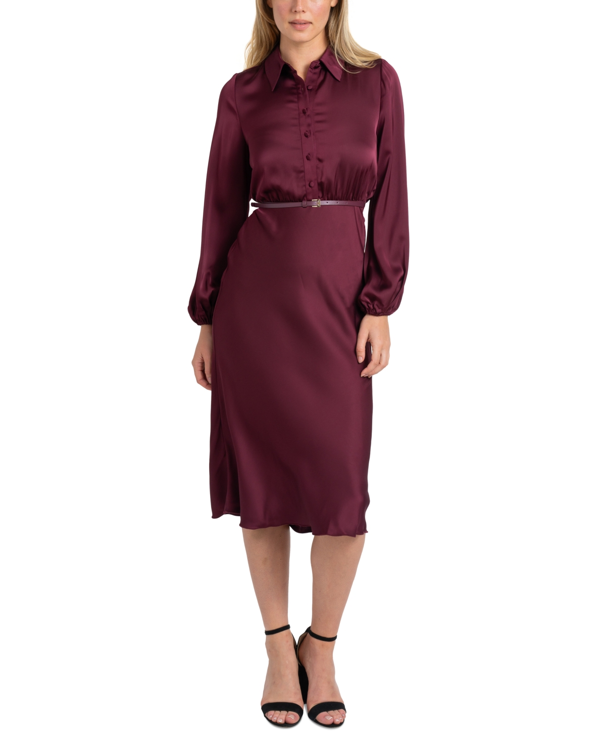 Sam Edelman Women's Satin Belted Shirtdress