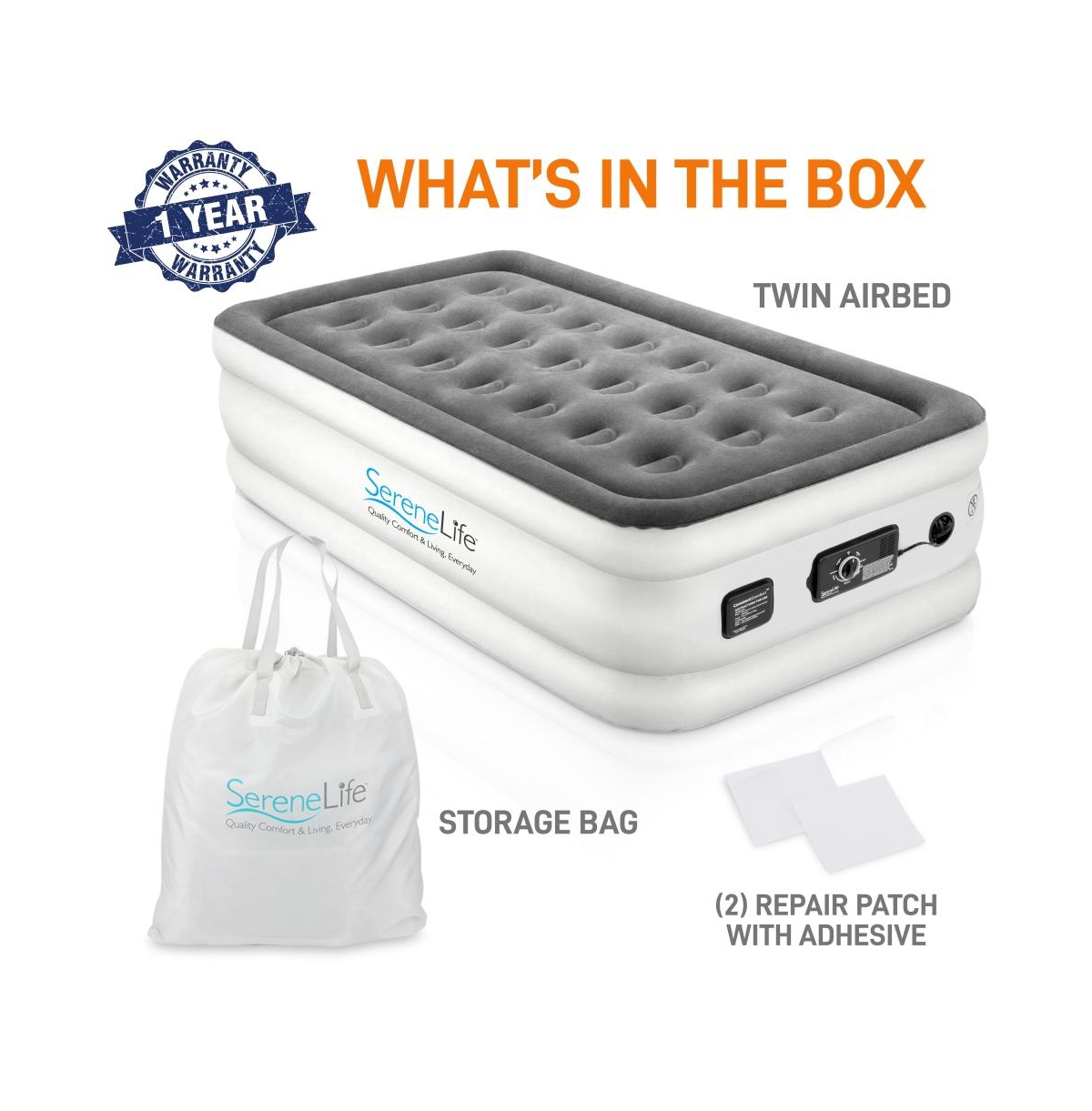 SereneLife Twin Premium Raised Airbed With Built-in Pump