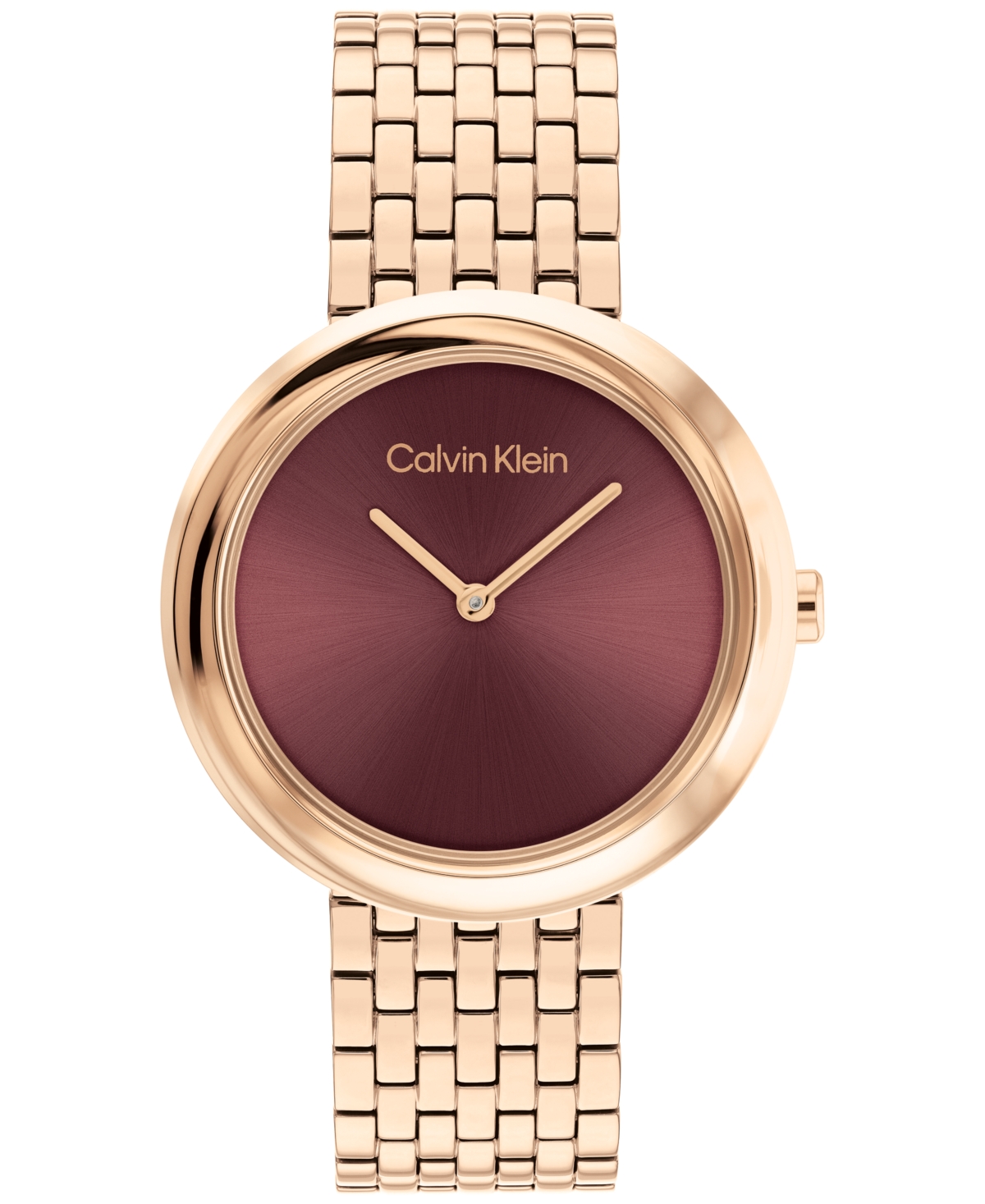 Calvin Klein Women Twisted Bezel Rose Gold-tone Stainless Steel Bracelet Watch 34mm In Rose Gold