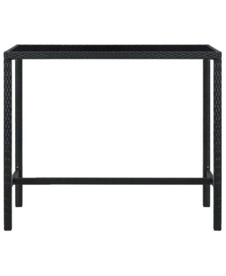 Patio Bar Table Black 51.2"x23.6"x43.3" Poly Rattan and Glass