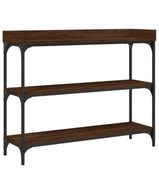 Console Table with Shelves Brown Oak 39.4"x11.8"x31.5"