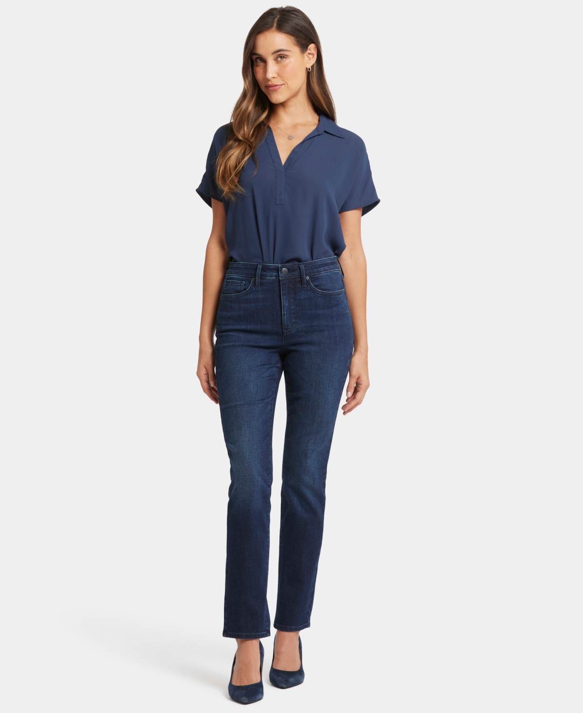 Nydj Marilyn Womens Tummy Slimming Denim Straight Leg Jeans In Basin