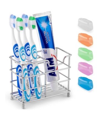 Stainless Steel Toothbrush Holders with 5 Colorful Toothbrush Cases