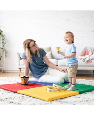 SoftZone Quad Fold-N-Go Activity Mat and Patchwork Toddler Blocks, Assorted, 13-Piece