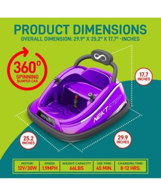 360° Spinning Kids Bumper Car with Remote Control, LED Lights, and 2 Driving Modes (Pink)