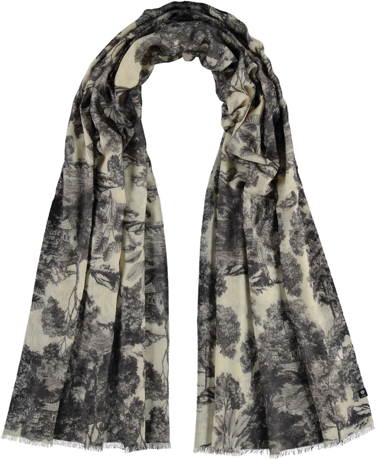 Fraas Digital Floral Print Scarf In Charcoal
