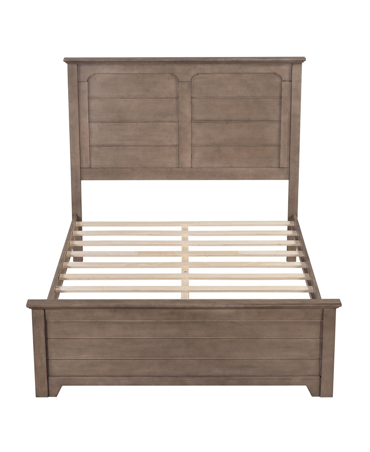 Slickblue Farmhouse Wooden Platform Full Size Bed with Panel Design Headboard and Footboard for Teenagers