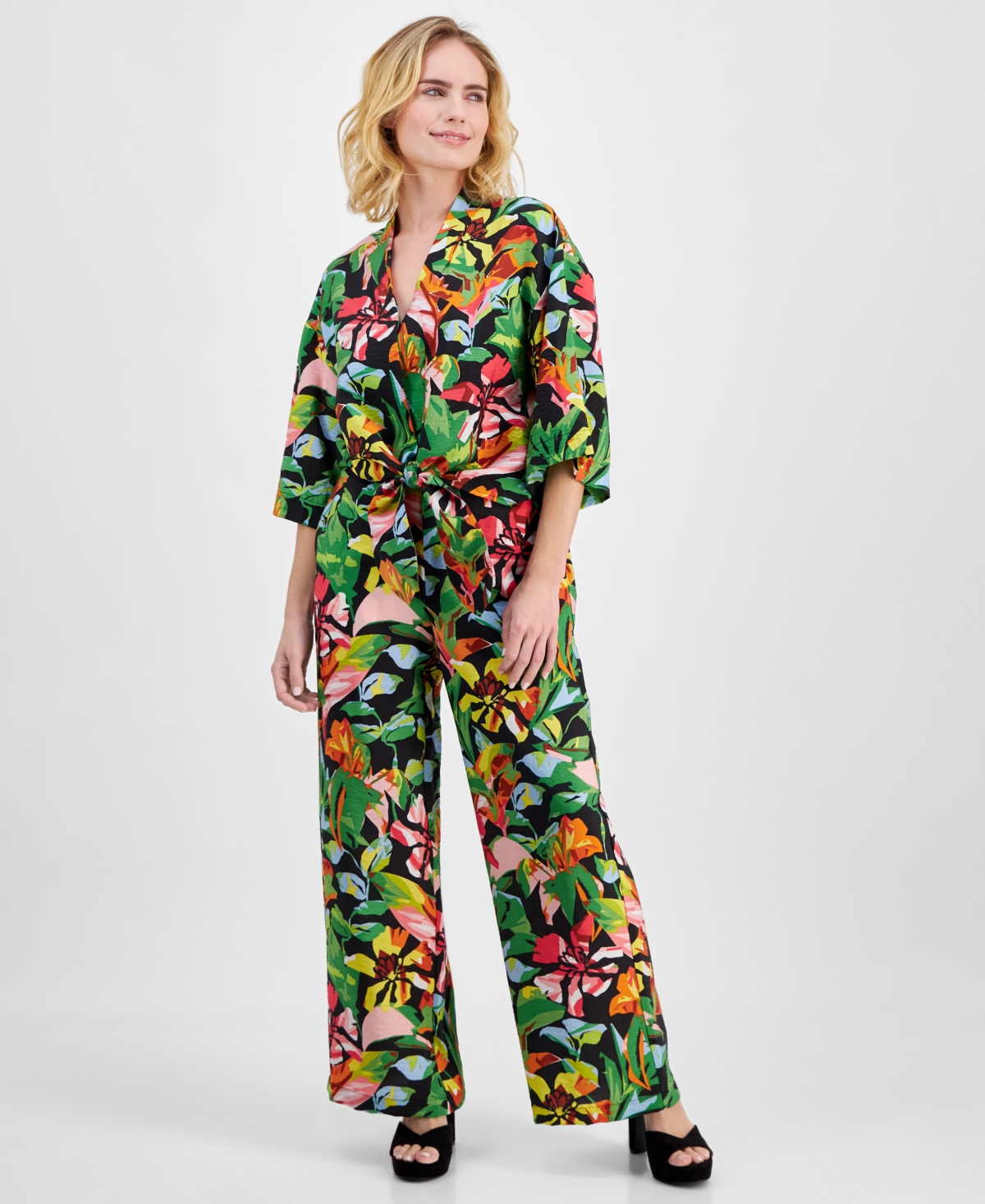 Inc International Concepts Petite Floral Print High-rise Pants, Created For Macy's In Kylie Garden