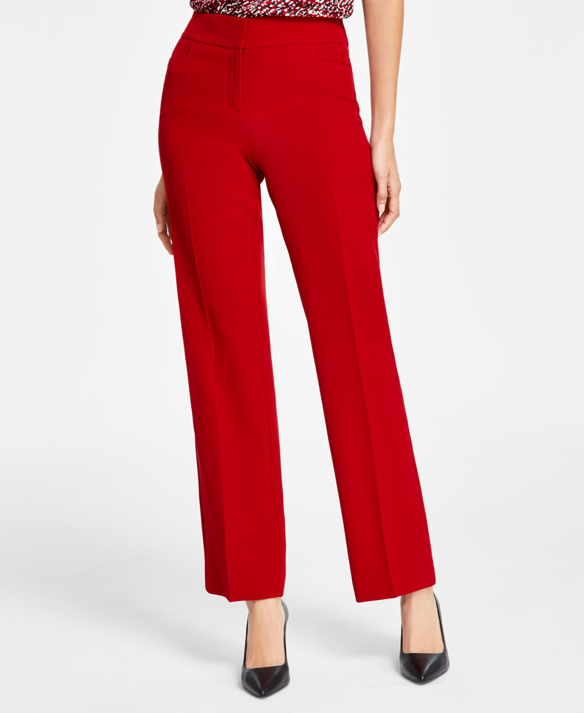 Kasper Women's Stretch-crepe Straight-leg Pants In Fire Red