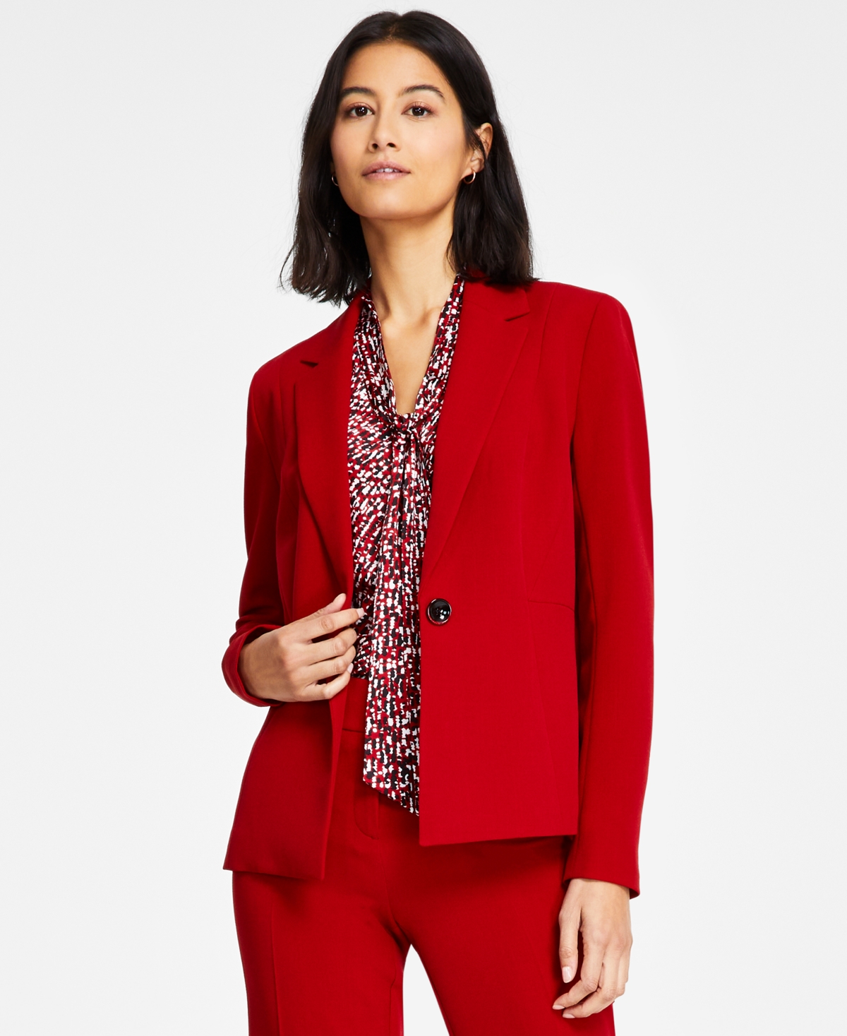 Kasper Women's Stretch-Crepe One-Button Seamed Jacket, Regular & Petite Sizes