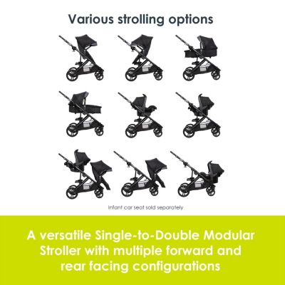Baby Morph Single to Double Modular Stroller - Dash Grey