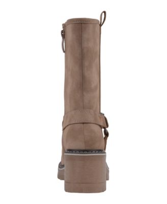 Women's Knox Buckle Lug Sole Block Heel Mid Calf Boots