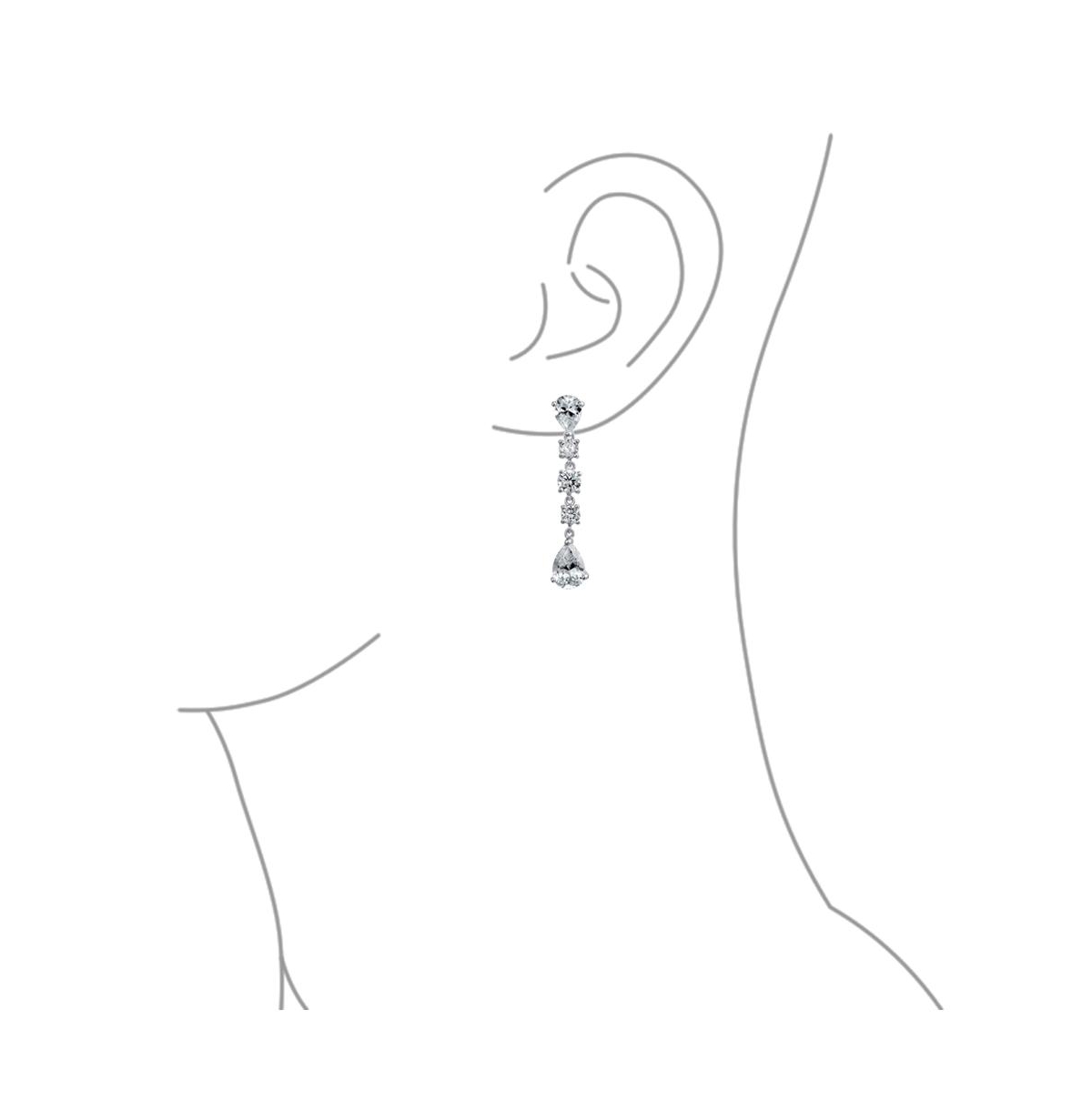 Bling Jewelry Linear Mix-Shaped Cubic Zirconia Prom Holiday Dangle Chandelier Earrings For Women .925 Sterling- Silver