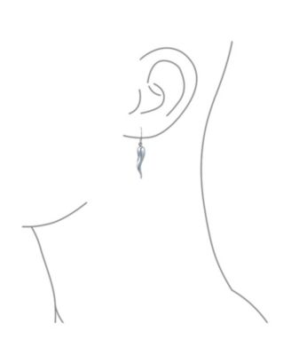 Lucky Italian Culture Horn Cornicello Style .925 Sterling Silver Dangle Earrings Finish