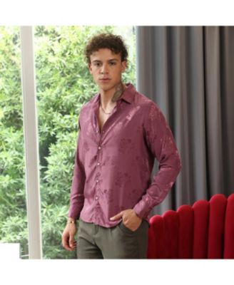 Men's Rouge Pink Self-Design Floral Shirt