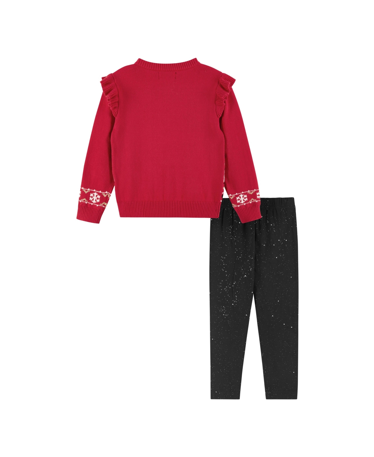 Andy & Evan Little Girls Toddler/ChildSweater and Glitter Legging Set - Red fair isle