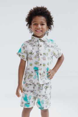 Toddler Boys Disney Cotton Gauze Matching Family Button Down Shirt Shorts Outfit Set