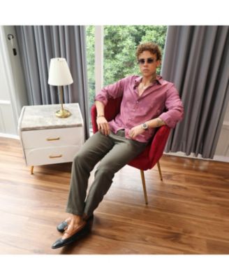 Men's Rouge Pink Self-Design Floral Shirt