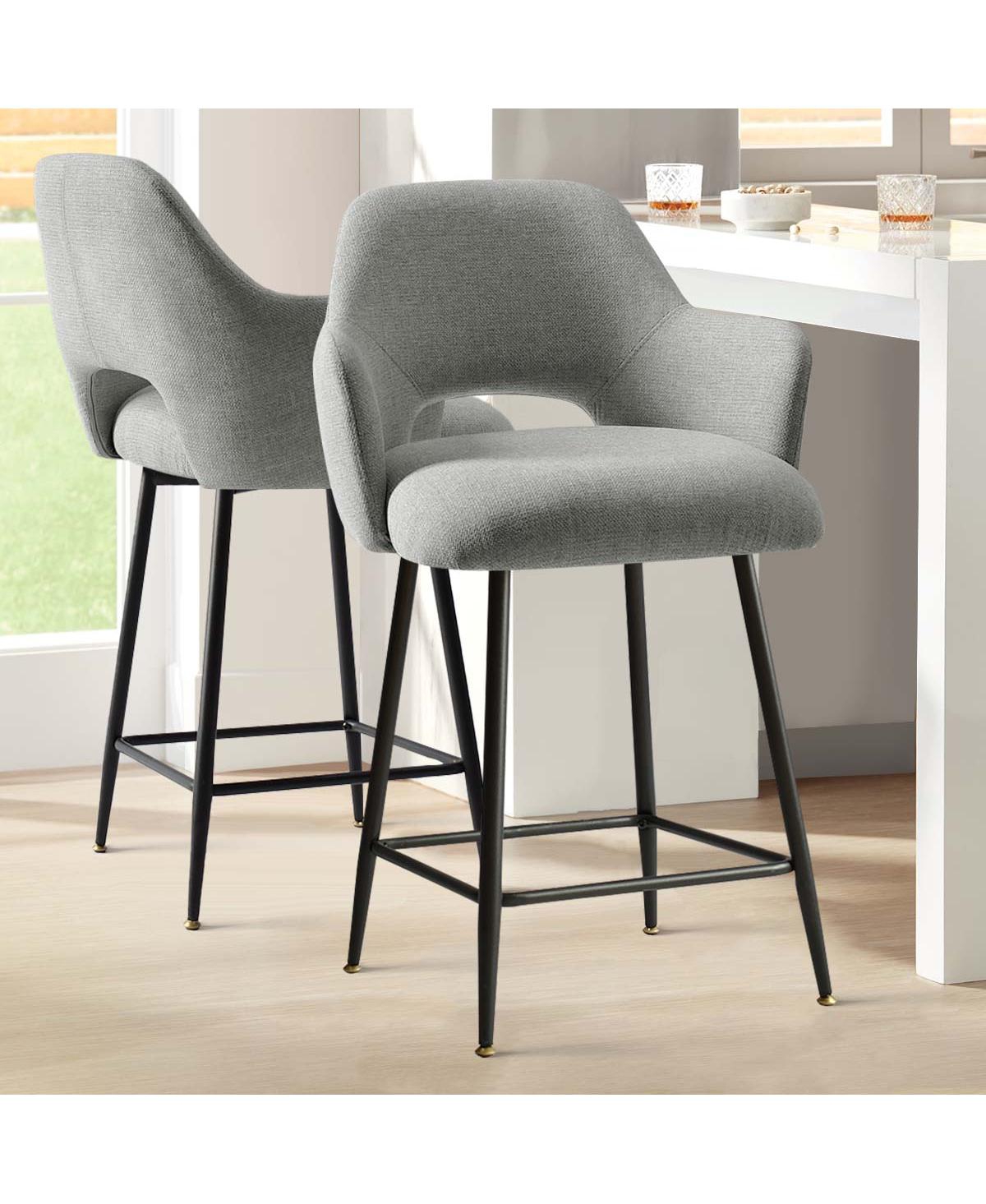 Maison Boucle Armrest Counter Stools Set of 2,Upholstered Counter Height Barstools with Back-Maison Boucle