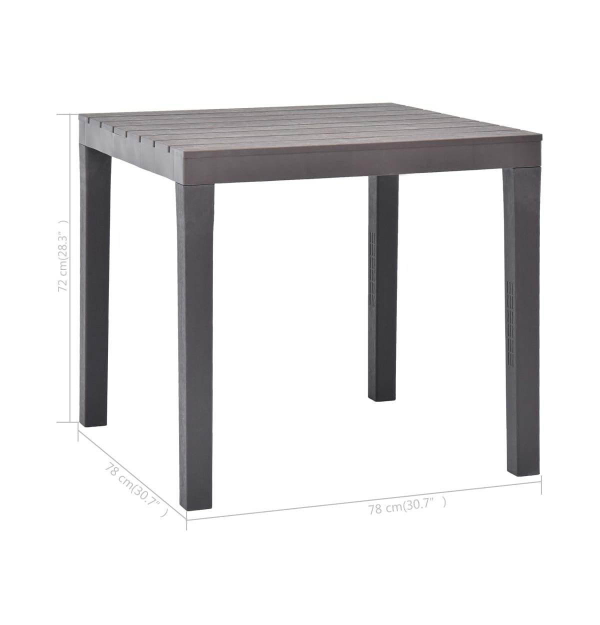 vidaXL Patio Table Mocca 30.7"x30.7"x28.3" Plastic