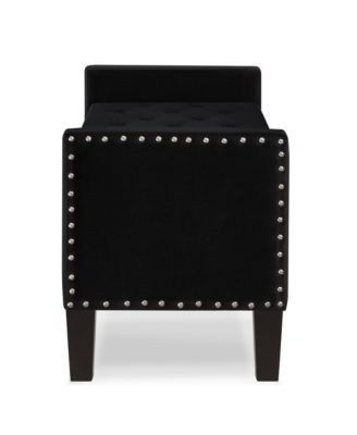 Upholstered Tufted Button Storage Bench with Nailhead Trim
