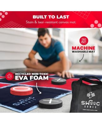 2-in-1 Vintage Giant Checkers and Tic Tac Toe Game With Mat (4 ft. x 4 ft.) - 100% Machine-Washable Canvas - Giant Games