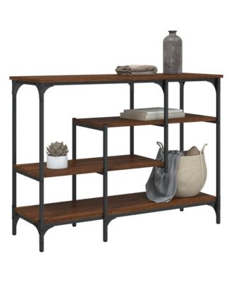Console Table with Shelves Brown Oak 39.4"x13.8"x29.5"