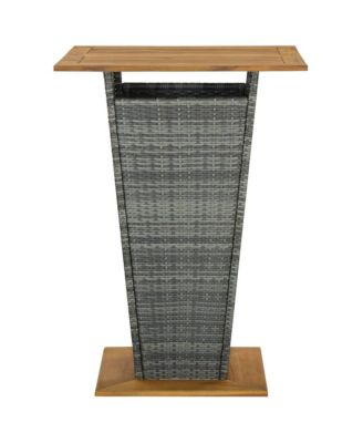 Bar Table Gray 31.5"x31.5"x43.3" Poly Rattan and Solid Acacia Wood
