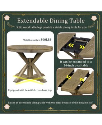 Retro Extendable Dining Table with 12-Inch Leaf for Functional Dining and Living Room Spaces