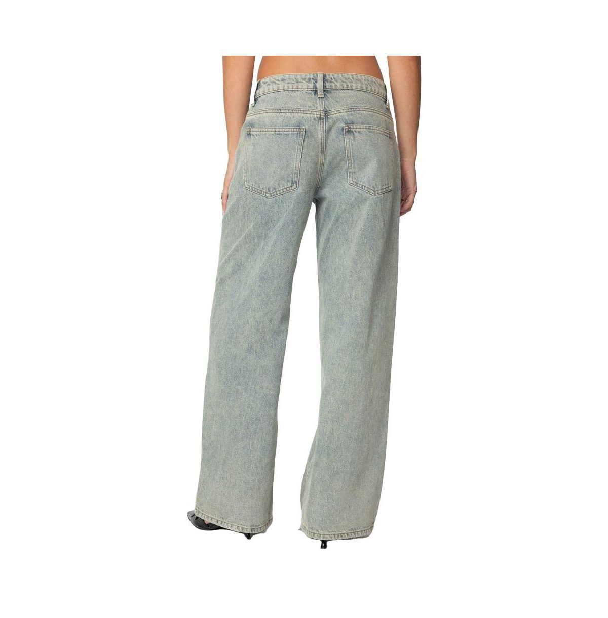 Edikted Women's 16 Vintage Acid Wash Jeans - Blue-washed