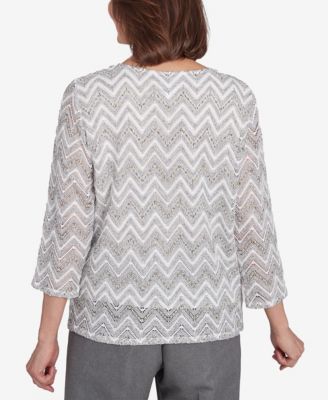 Women's Copenhagen Spliced Crew Neck Wavy Stripe Top