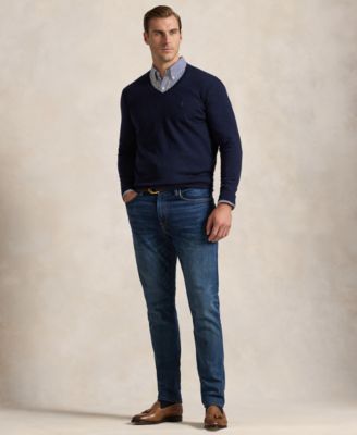 Men's Big & Tall Washable Wool V-Neck Sweater