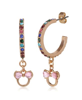 Minnie Mouse Charm Dangle Hoop Earrings
