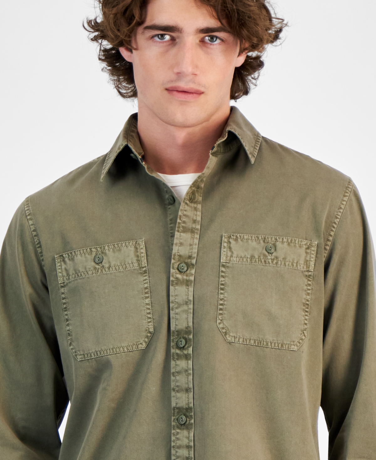 Sun + Stone Men's Long Sleeve Twill Shirt, Created for Macy's