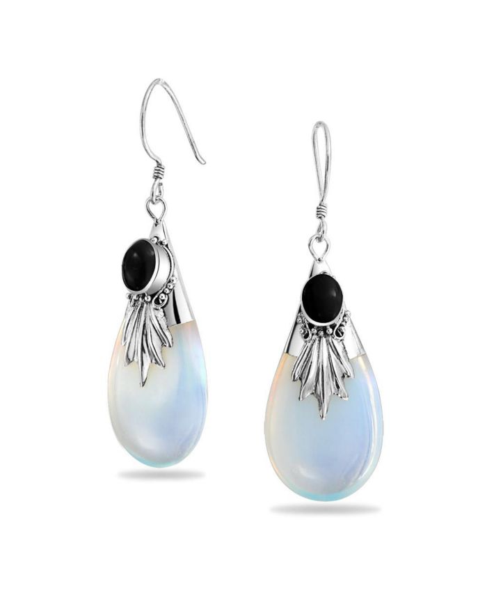 Bling Jewelry Western Style Opalite Red Teardrop Earrings Sterling Silver