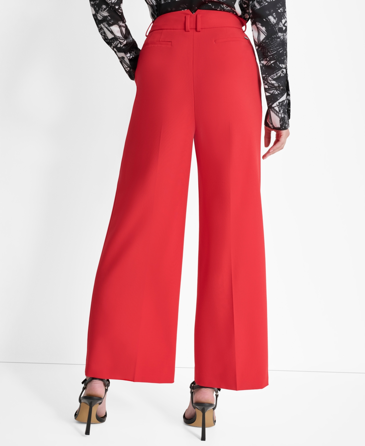 Dkny Petite High-Waisted Pleated Wide-Leg Pants