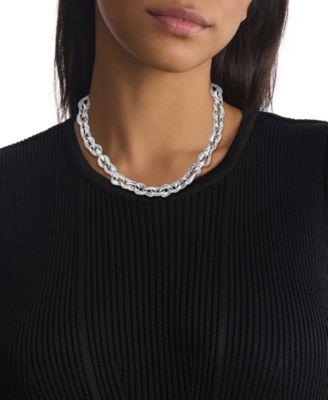 Stainless Steel Chunky Link 16-1/2" Collar Necklace