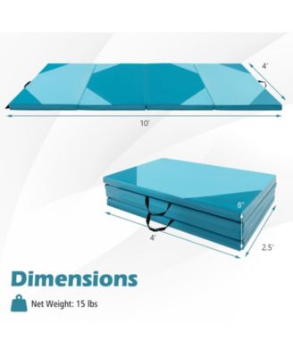 10 Feet x 4 Feet x 2 Inch Folding Exercise Mat with Hook and Loop Fasteners