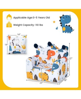   Toddler Size   Foam-Filled Fabric  Dinosaur Design, Removable Cover, Pillow  Kids Sofa Chair
