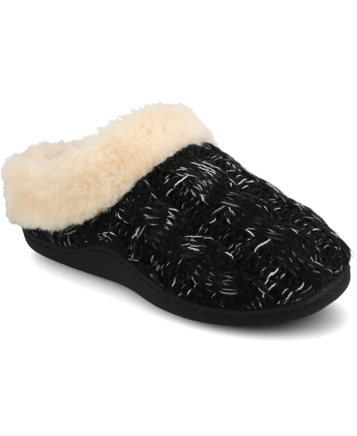 Journee Collection Adiah Faux Fur Trim Slipper In Black