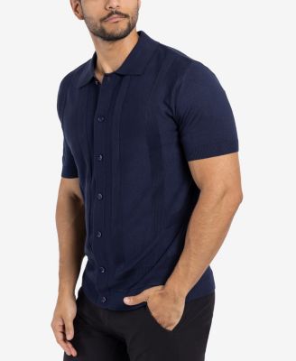 Men's Classic Ribbed Texture Polo Sweater