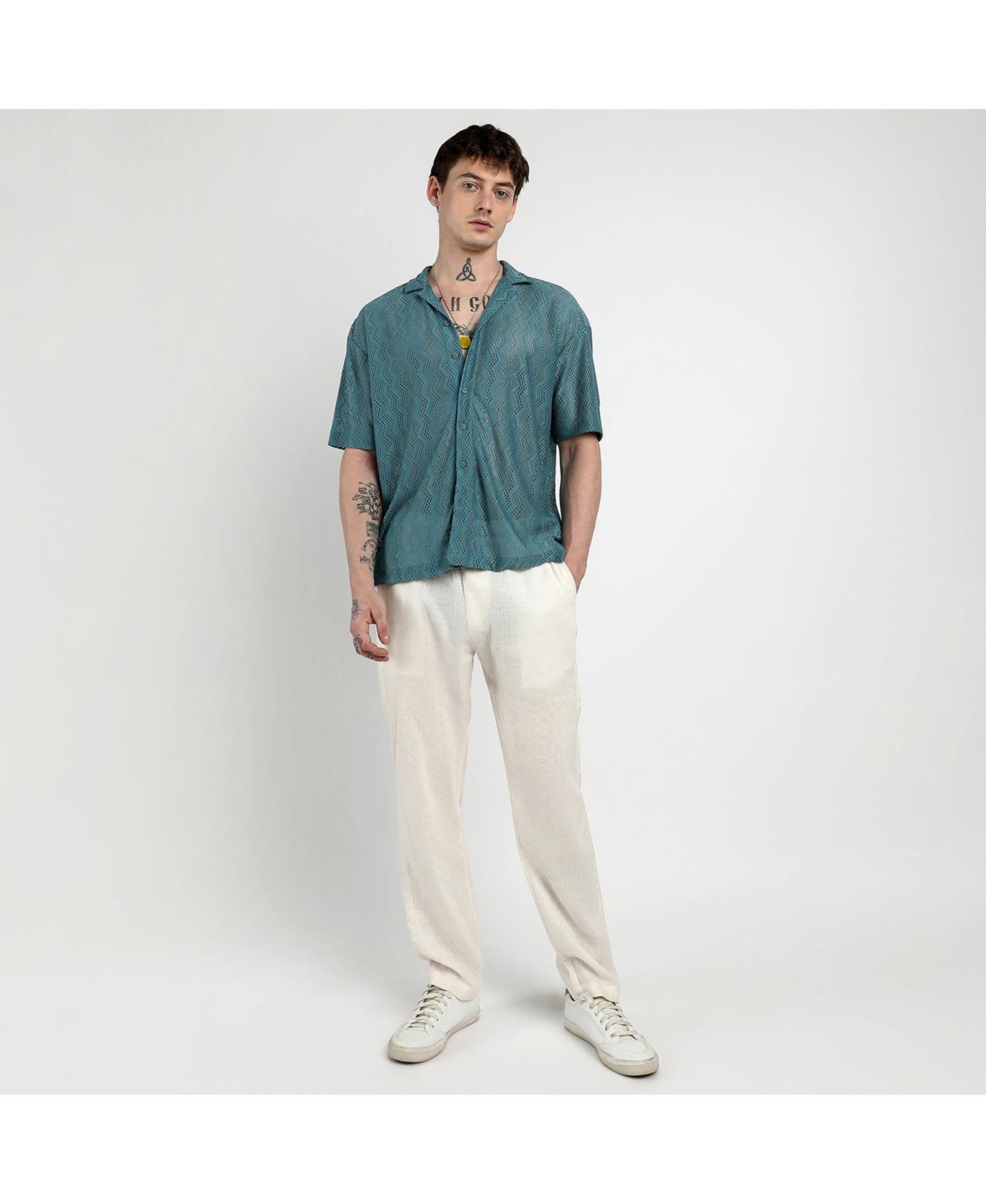 Мужская рубашка Cahoot Campus Sutra Splash Check Oversized, цвет: Синий — фото 4