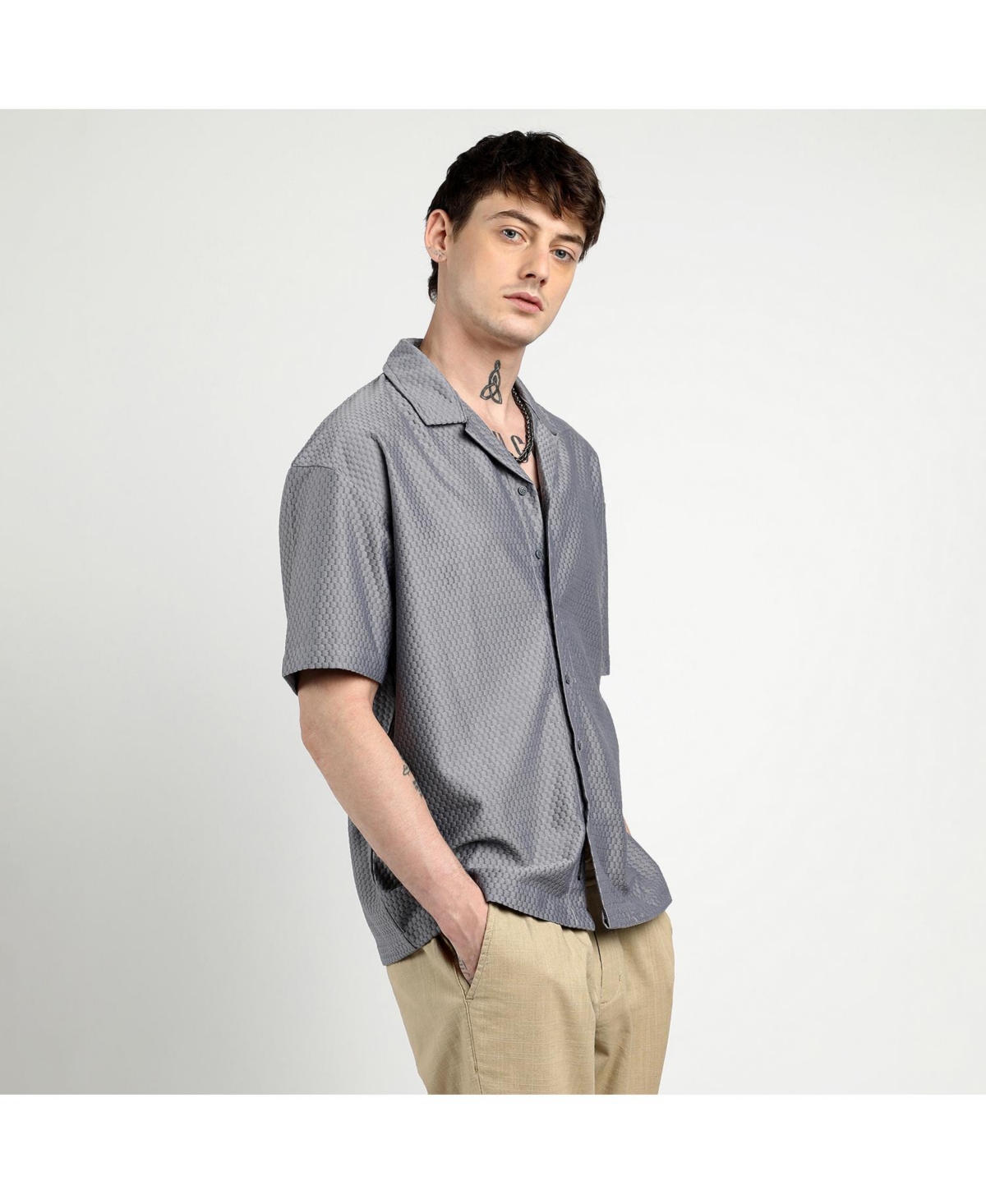 Campus Sutra Men's Ethnic Shirt -khaki