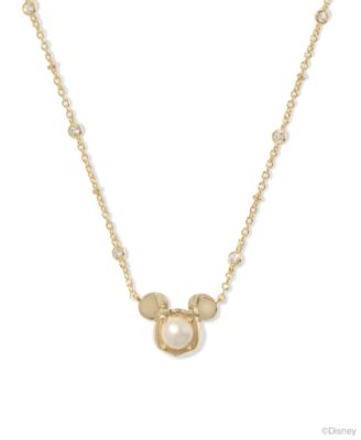 Kendra Scott - 14k Gold-Plated Cubic Zirconia & Cultured Freshwater Pearl Minnie Mouse 14" Adjustable Pendant Necklace