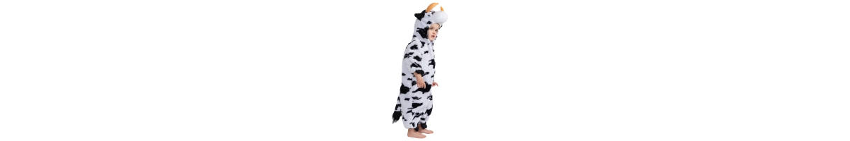 Dress Up America Cow Jumpsuit Costume with Horns & Tail - Toddlers Boys & Girls -/ Black