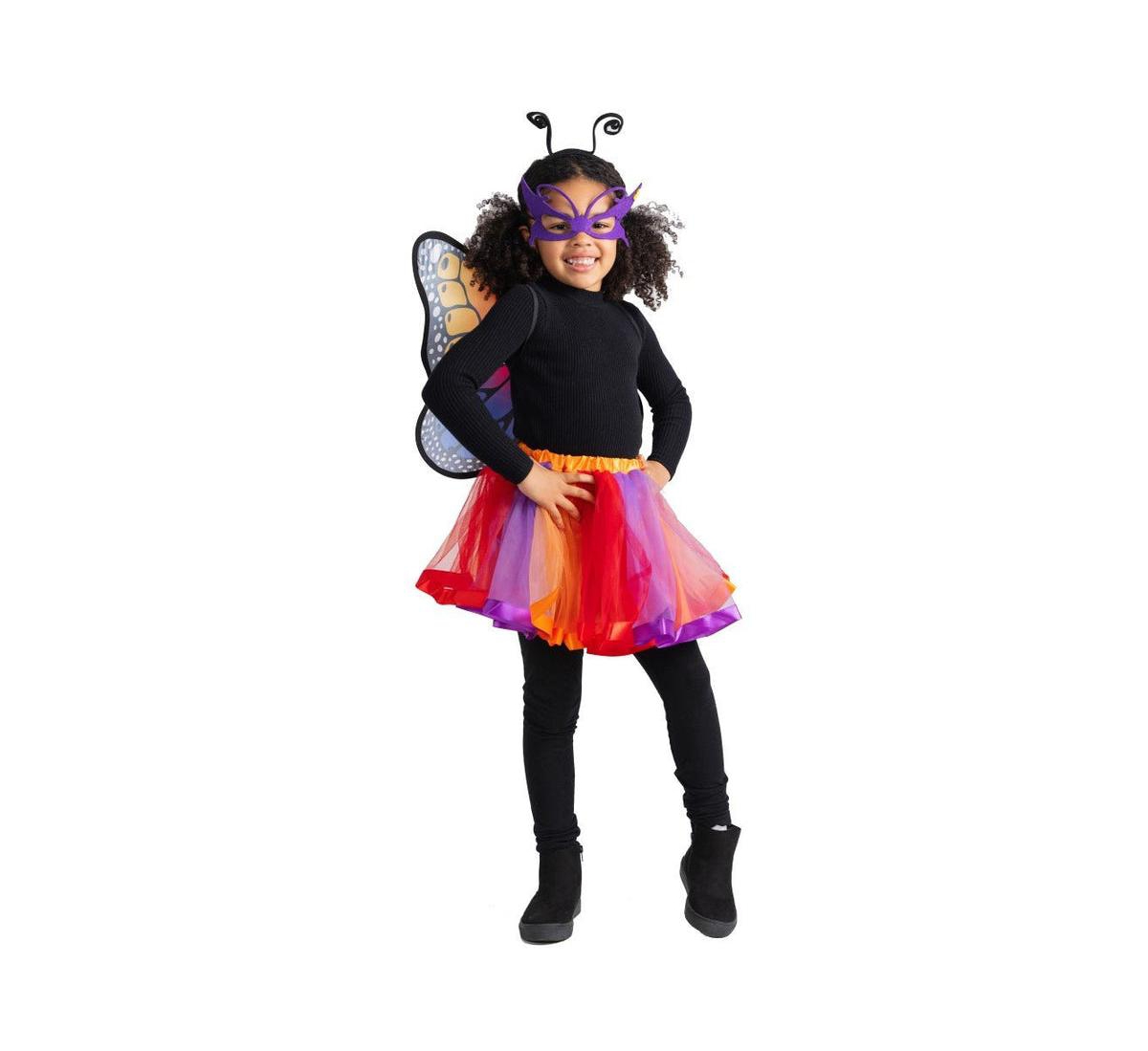 Dress Up America Butterfly Mask, Wings & Tutu Costume Set - Girls - Multi-Color