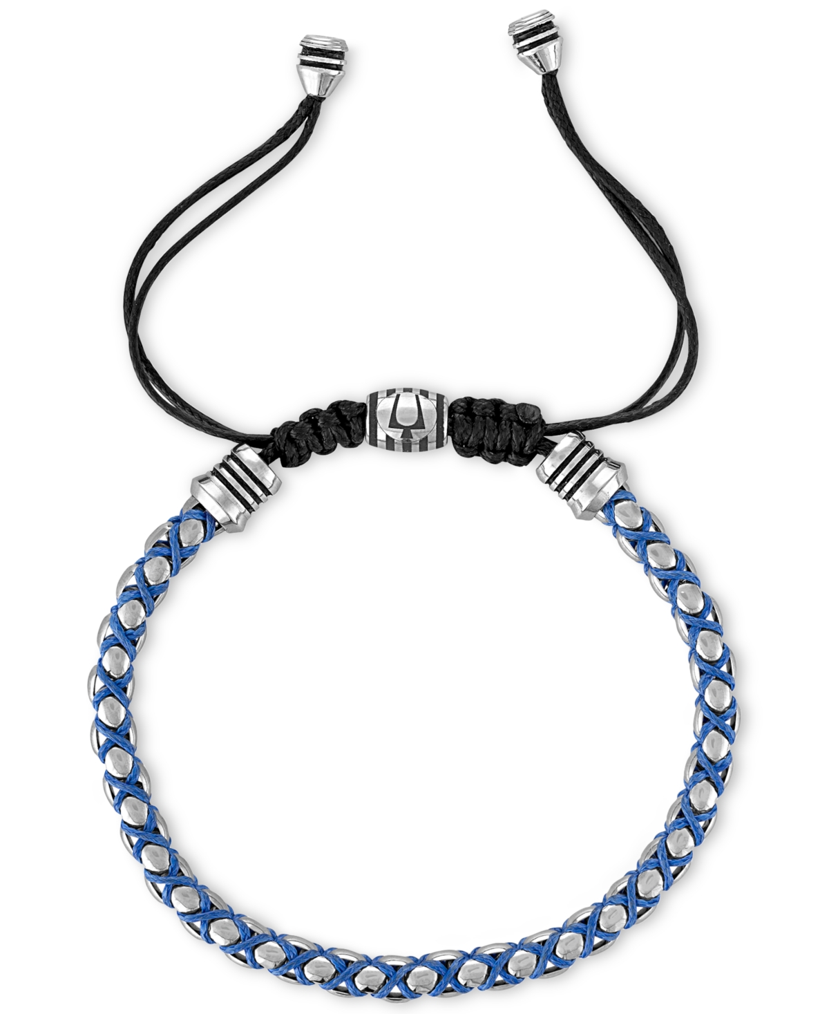 Bulova Stainless Steel Icon Beaded Bolo Bracelet In Silver-tone