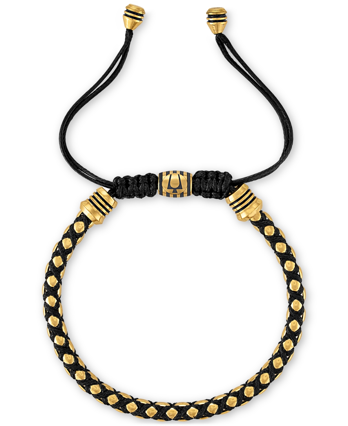 Bulova Gold-tone Icon Beaded Bolo Bracelet In Gold-tone