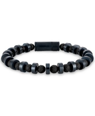 Bulova - Black Onyx & Blue-Tone Stainless Steel Bracelet